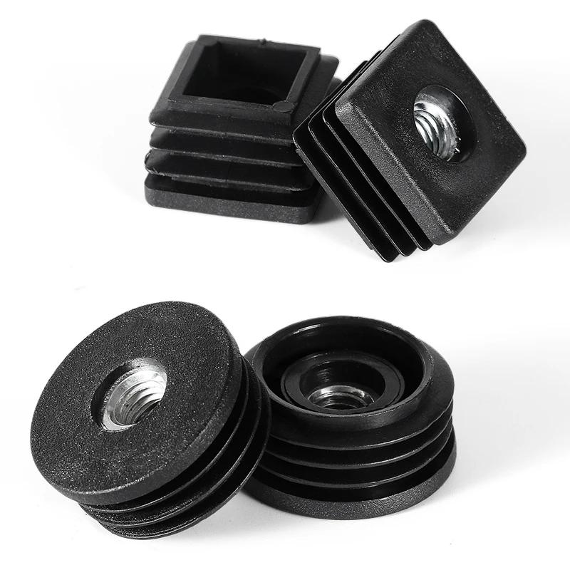 Embouts d'obturation carrés ou ronds noirs, Tube en plastique 15 16 19 20 25 30 32 38 50mm, Inserts 