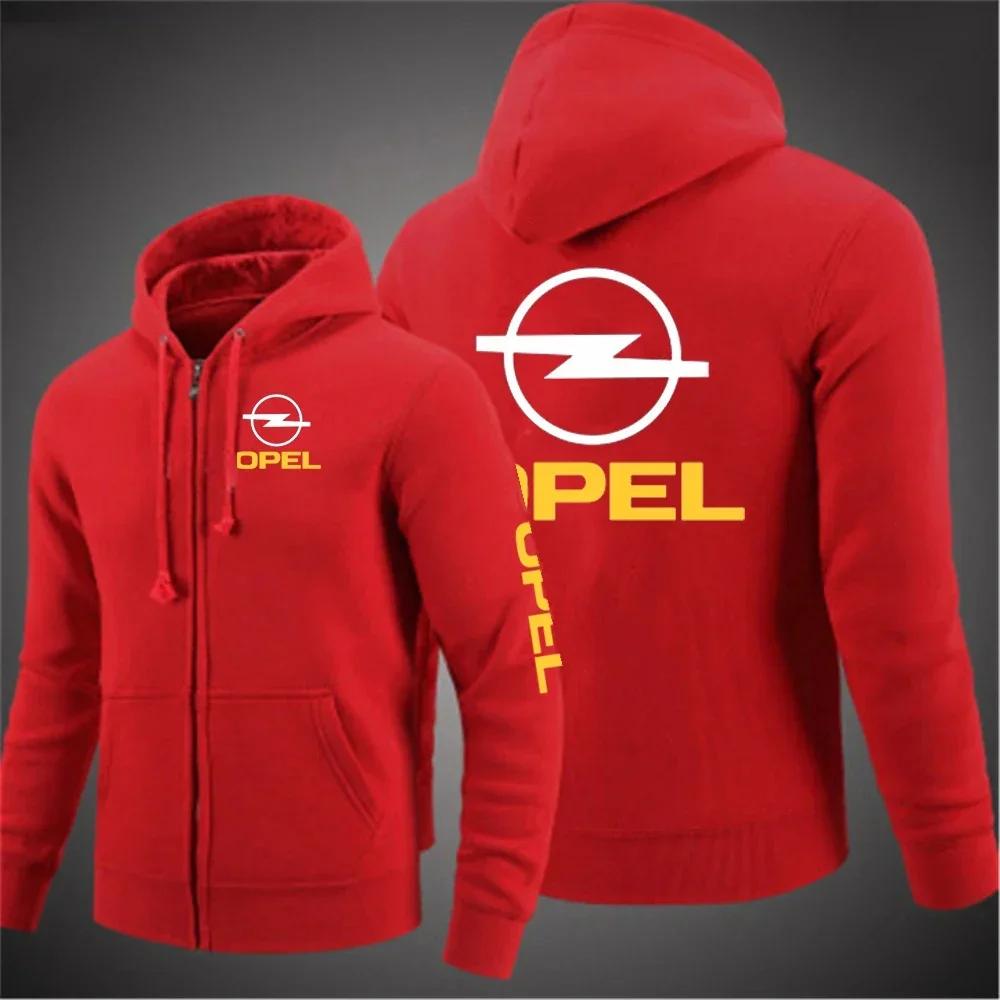 Opel – veste à manches longues de couleur unie pour hommes, avec capuche et fermeture éclair imprimé