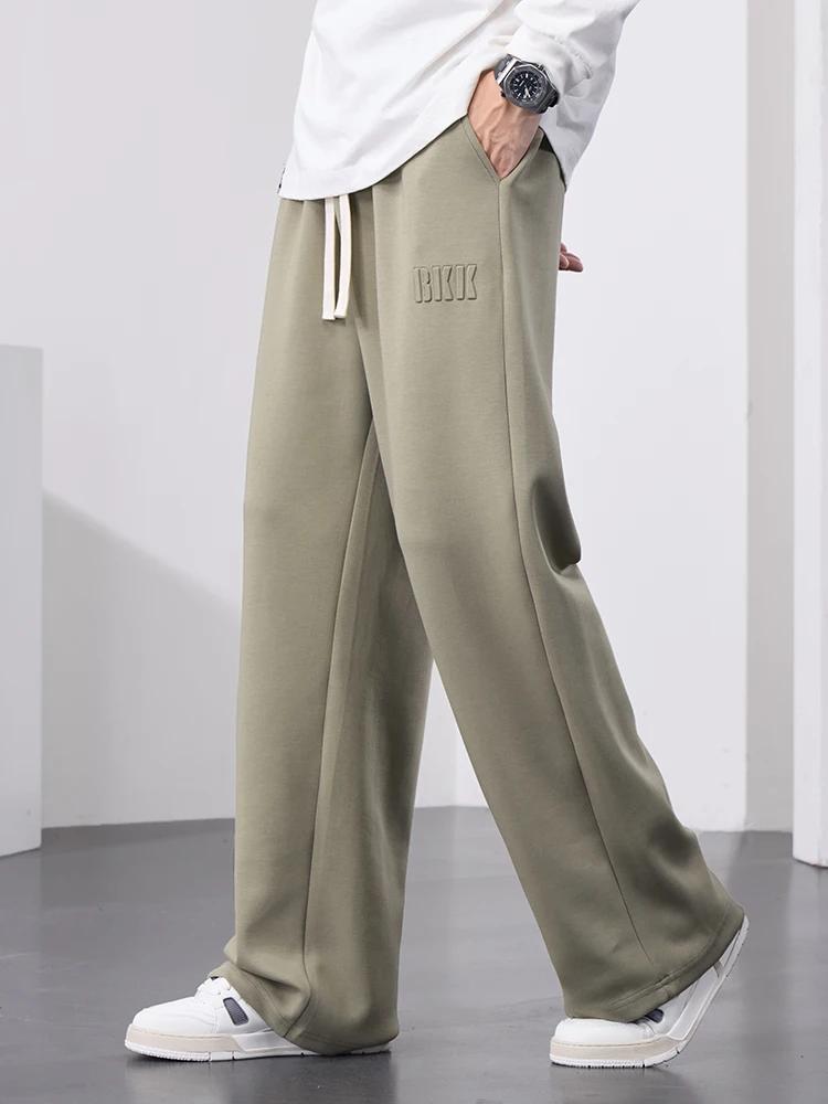 Pantalon de survêtement droit pour hommes, jambes larges, en coton, avec cordon de serrage, pantalon
