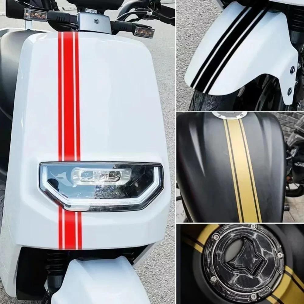 Autocollants de Moto en vinyle imperméable à rayures fines, 50CM, pour capot de réservoir de carbura