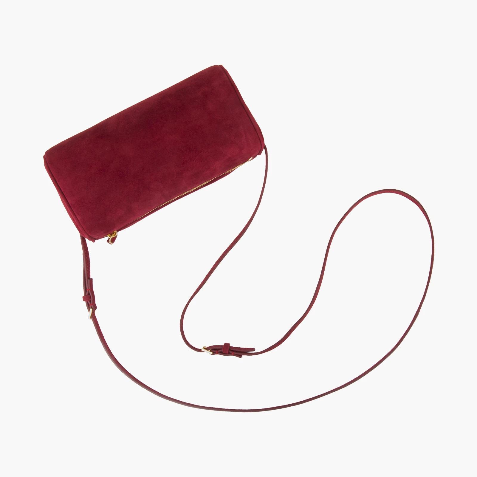 Matna-Petit sac à main en cuir suédé, sac à bandoulière en peau de mouton véritable rouge, initié à 