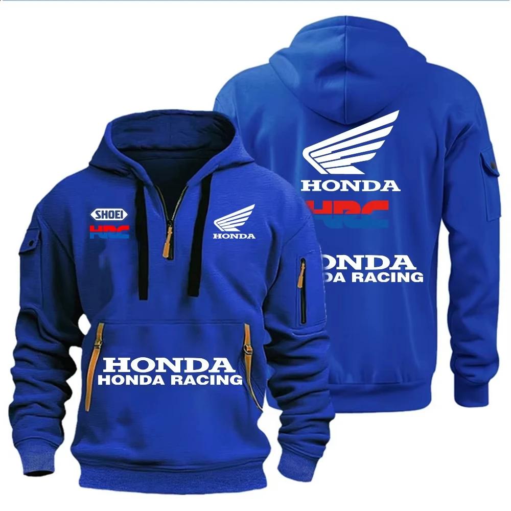 Honda Racing – sweat à capuche multi-poches avec fermeture éclair pour homme, vêtement de sport déco