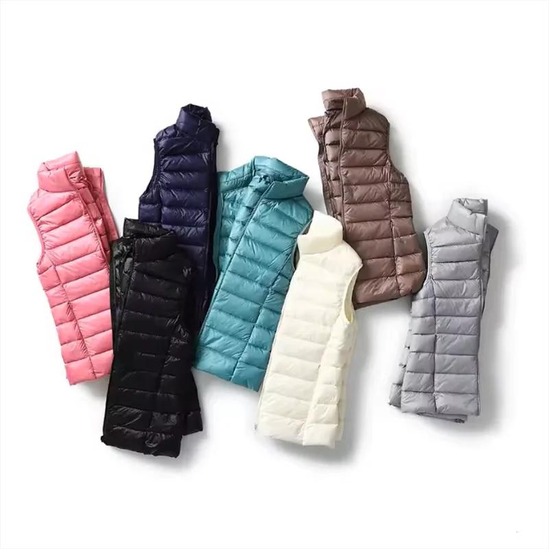 Gilet en duvet d'automne et d'hiver pour femme, veste courte ultra-légère en duvet de canard, gilet 