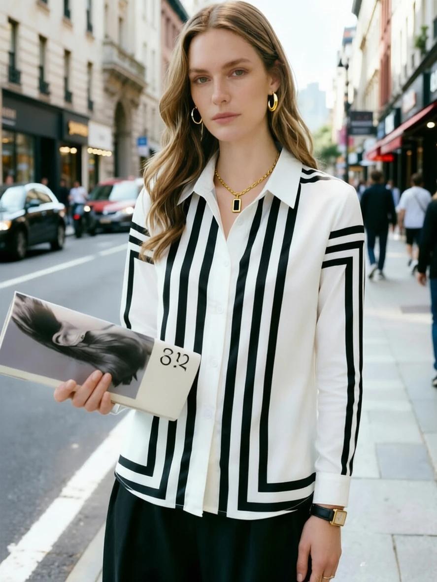 Mode impression dames chemises femmes Blouses printemps automne à manches longues dessus de chemise 