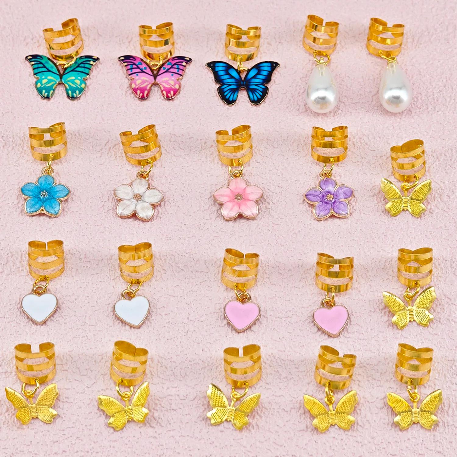 Pinces tressées papillon en cristal, 20 pièces, accessoires pour cheveux, Dreadlock, pendentif papil