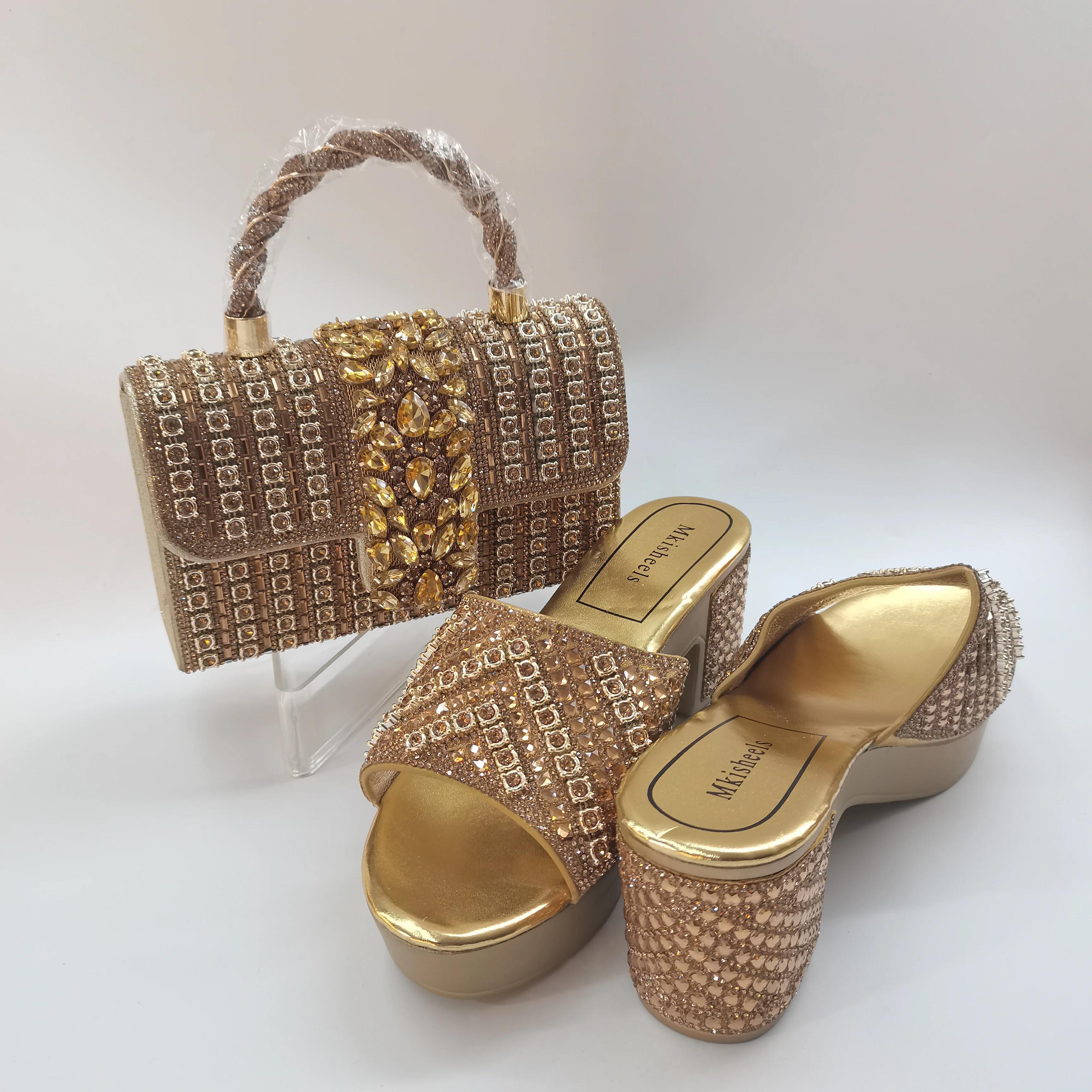 Mode 2025 nouvelles femmes strass chaussures et sac ensemble OToe pompes pour chaussures de fête de 