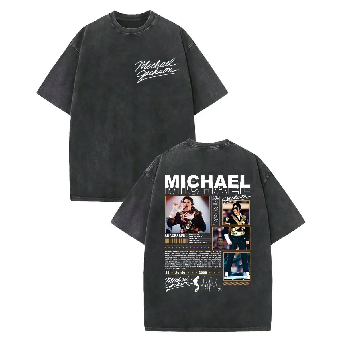 Vintage lavé Michael Jackson graphique T-shirts hommes femmes Harajuku Rock vêtements T-shirts mode 