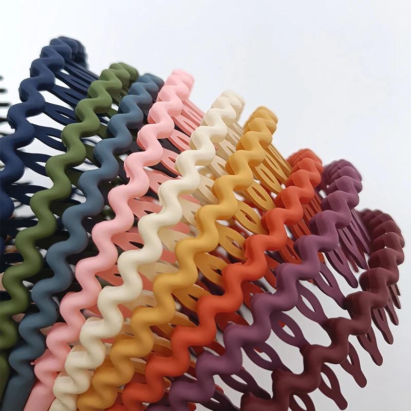 Lot de 3 Bandeaux Tendance Ondulés pour Femmes, Couleur Unie, Antidérapants à Dents, pour Filles, La