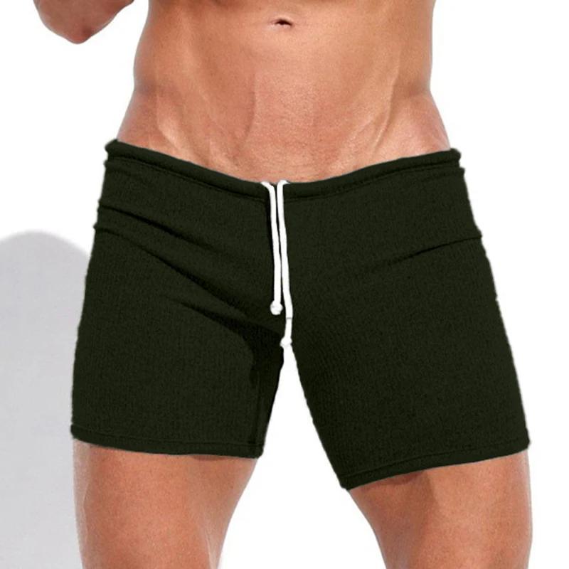Short d'été pour hommes, décontracté, respirant, avec cordon de serrage, couleur unie, maillots de b