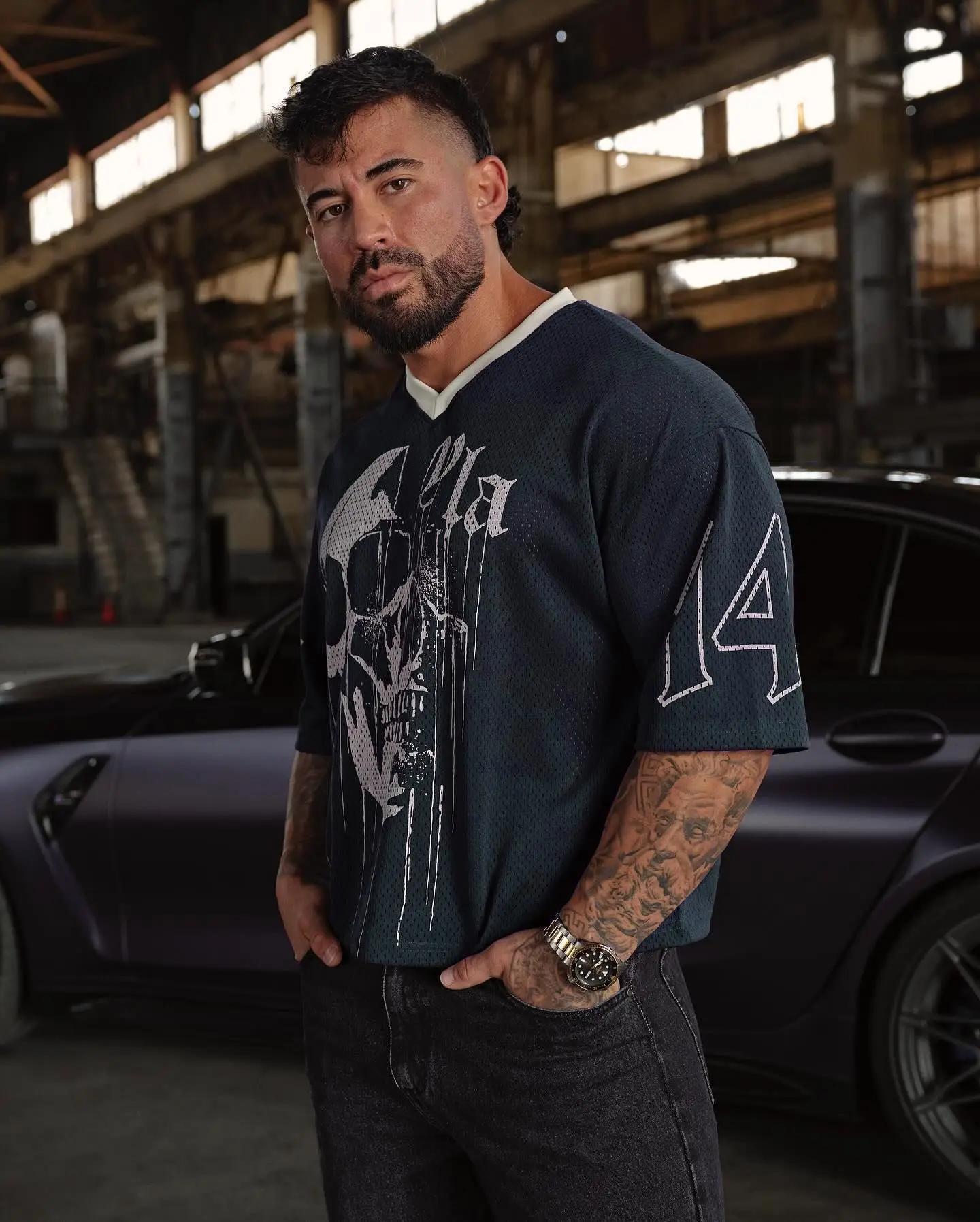 T-shirts hommes été nouveaux sport hommes T-shirts loisirs col en V mode vêtements amples et confort