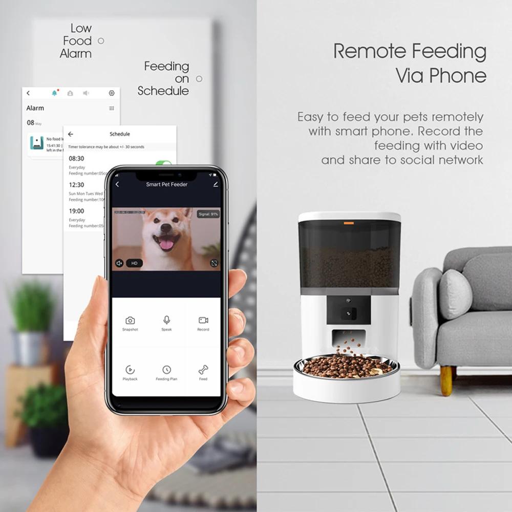 Mangeoire automatique intelligente pour animaux de compagnie, distributeur de nourriture, enregistre