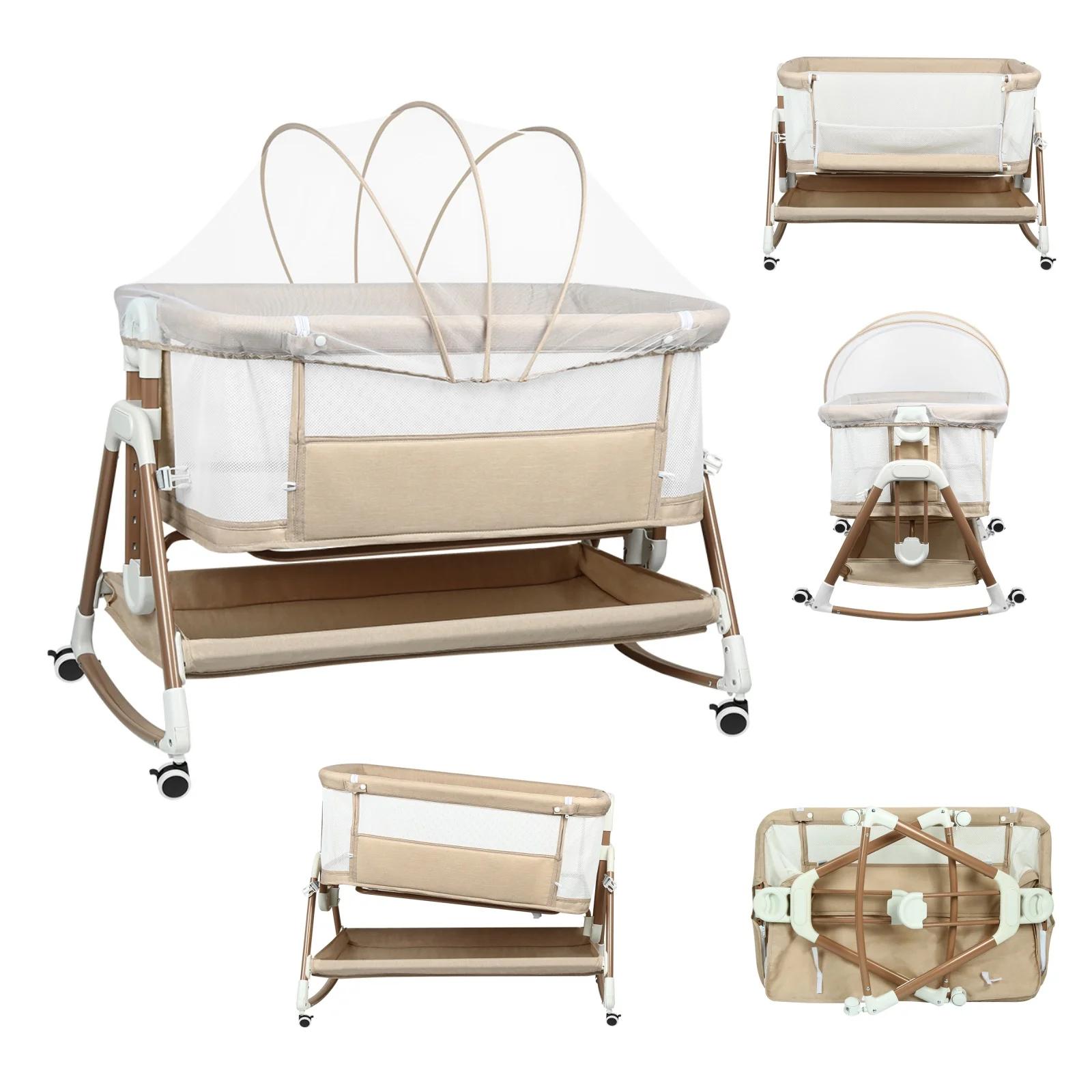 Lit bébé 3 en 1, lit bébé, bascule bébé, lit de voyage bébé avec matelas, couffin avec 6 hauteurs, f