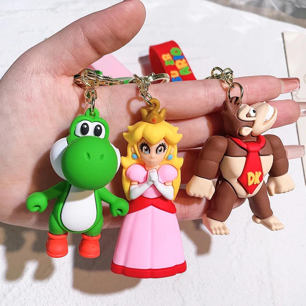Super Mario porte-clés Mario Bros Luigi crapaud Yoshi Bowser figurine modèle accessoiresPVC dessin a