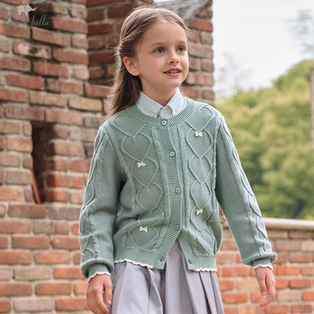 Dave Bella automne printemps Cardigan pull pour filles tricoté pull enfants bouton manteau d'extérie