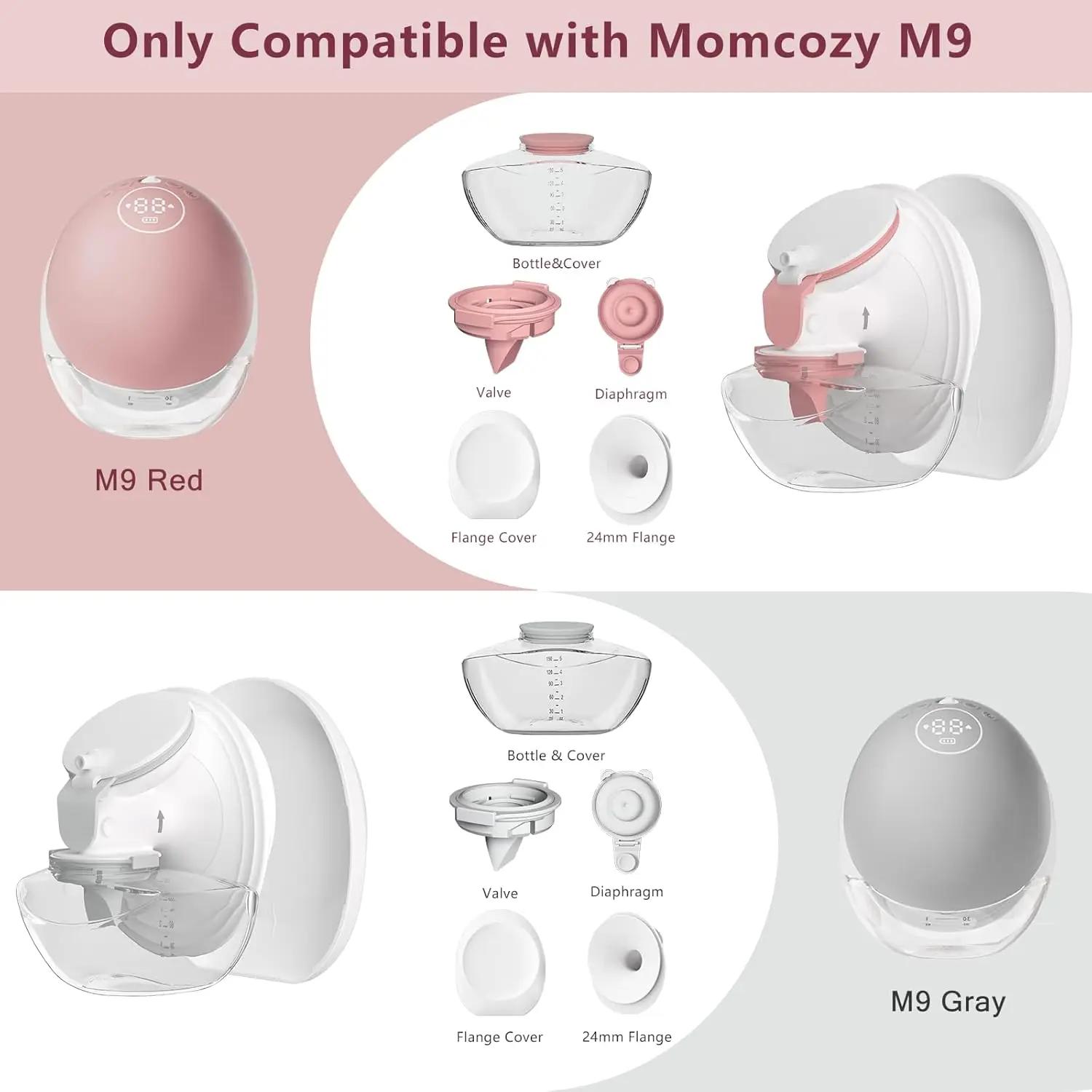 Kit pièces de rechange complet pour tire-lait Momcozy M9 - Bride 24mm, valve et diaphragme rouges améliorés