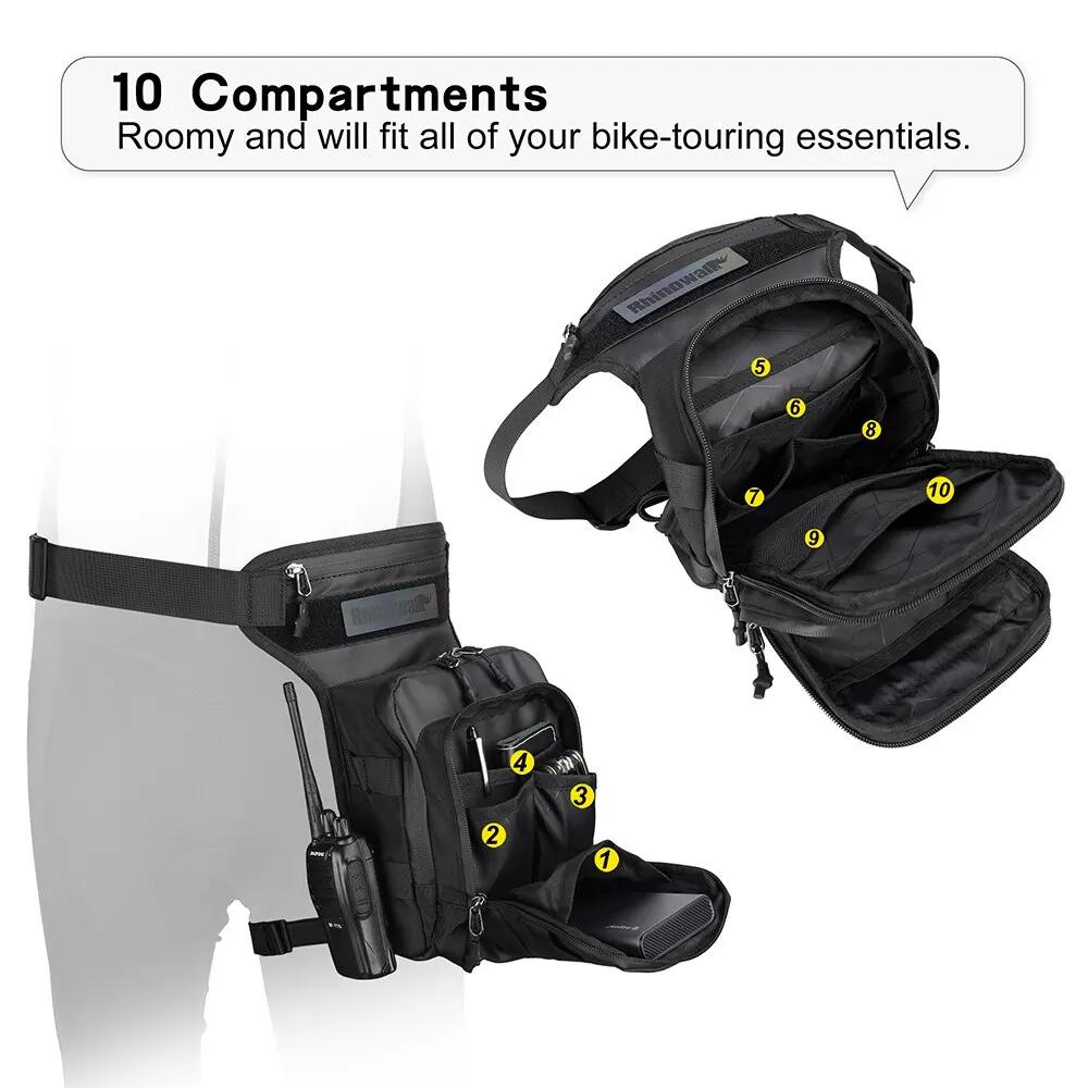 Rhinowalk moto goutte jambe sac cuisse ceinture taille sac multifonction moto tactique voyage cellul