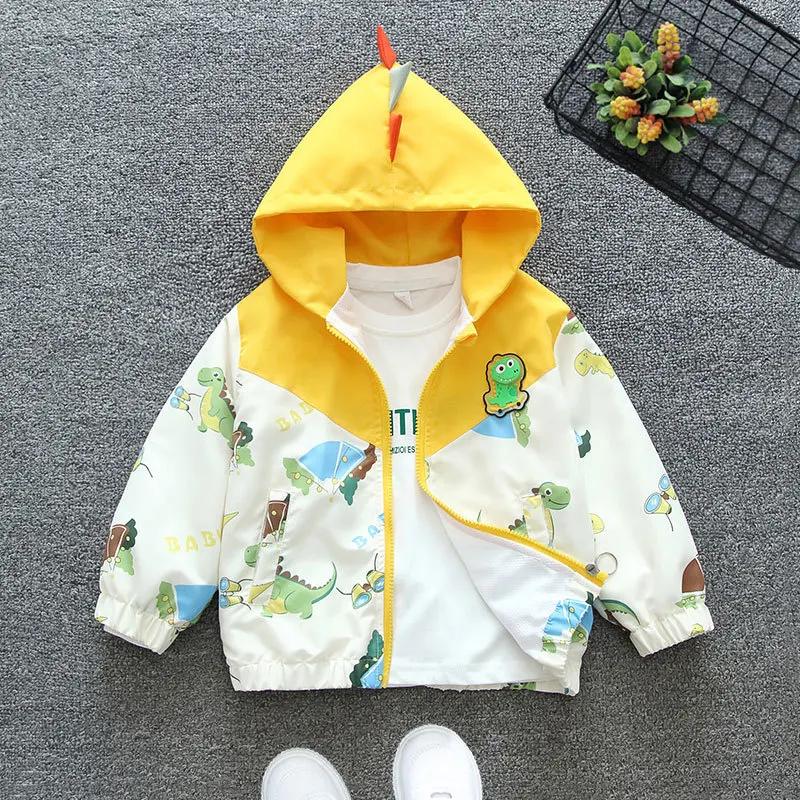 Veste à capuche dinosaure dessin animé pour bébés garçons, vêtements pour tout-petits, coupe-vent dé
