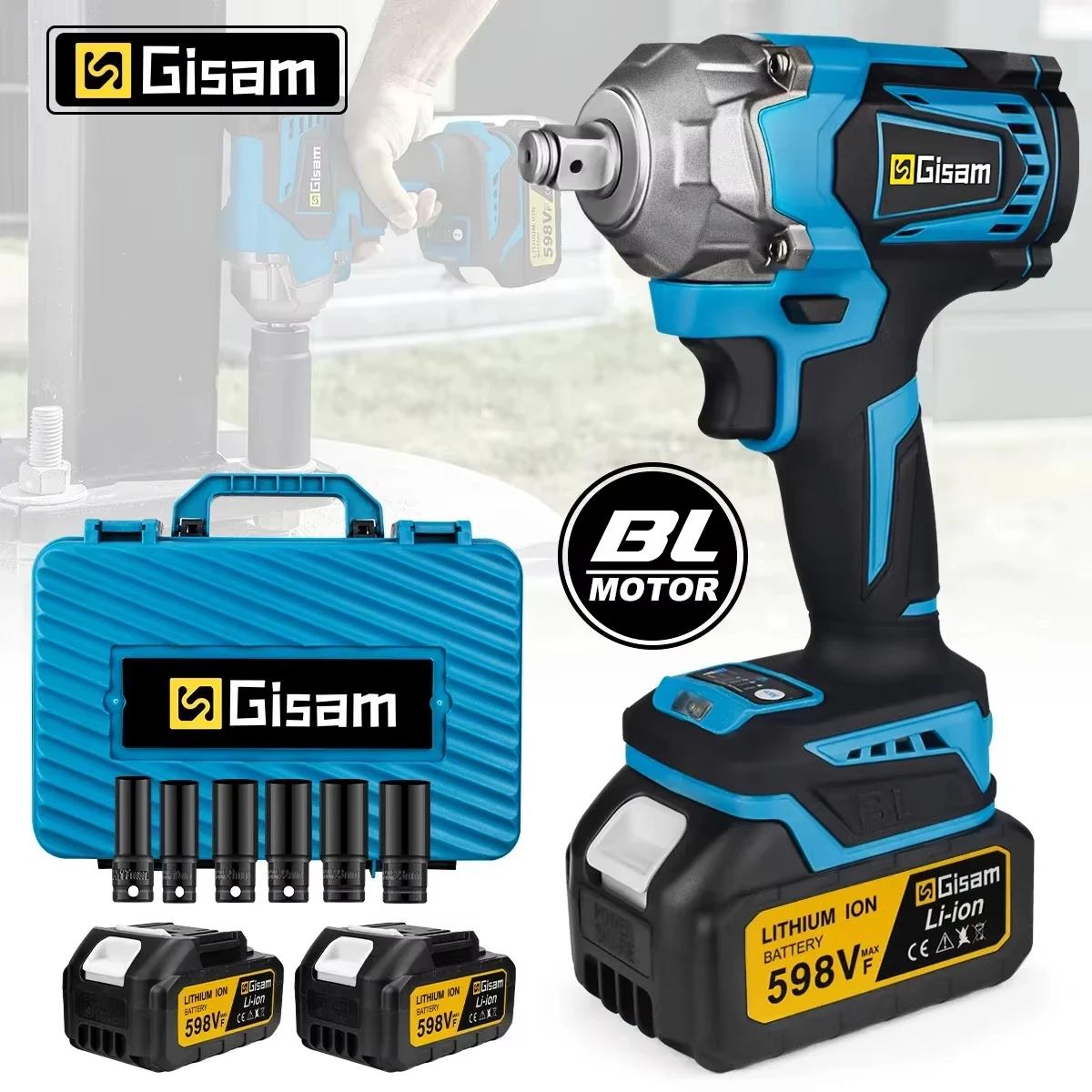 Gismis 1200NM clé à chocs électrique sans brosse clé Rechargeable 1/2 "pneus de voiture outils élect