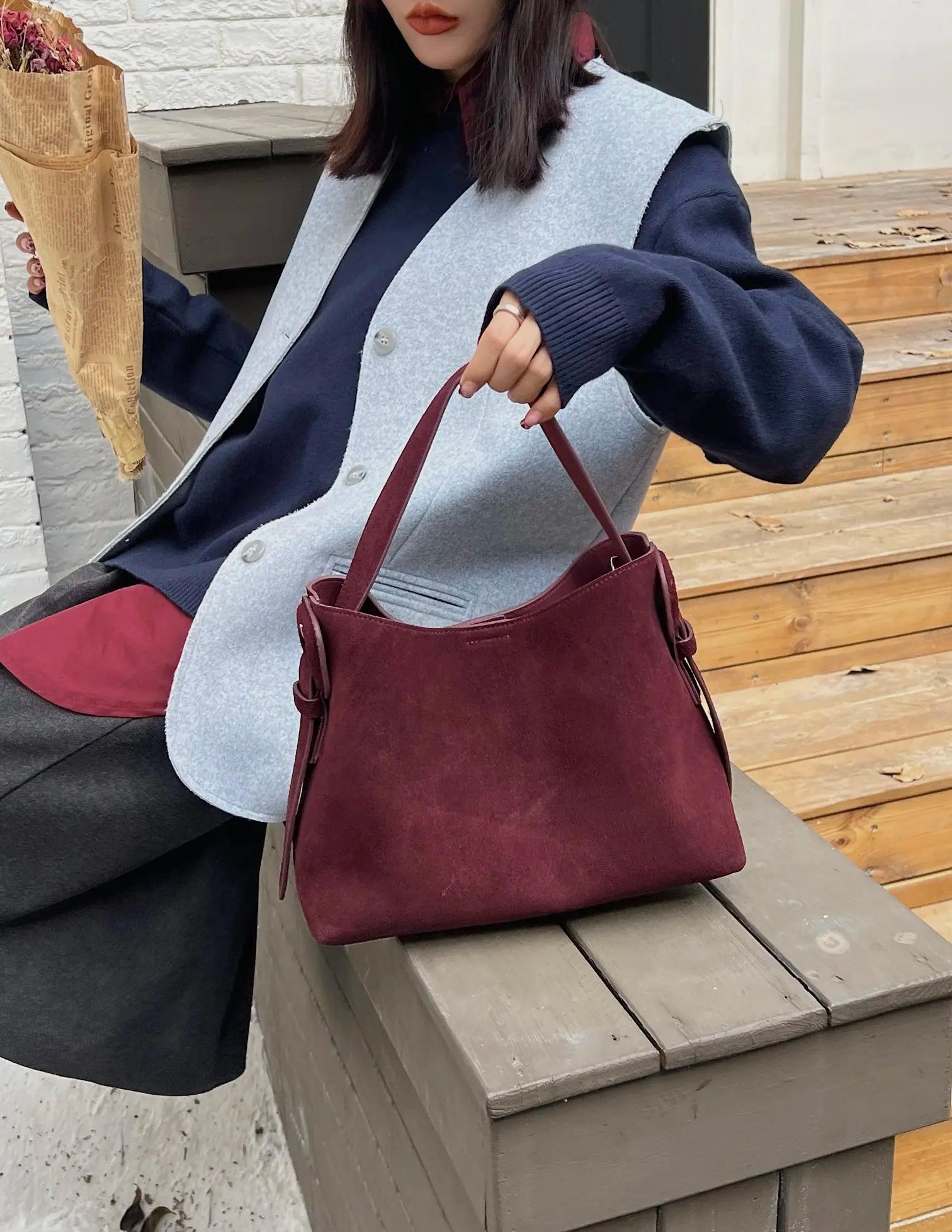 Daim peau de vache mode ladeis épaule croix marron sacs de luxe concepteur femmes café sacs à main a