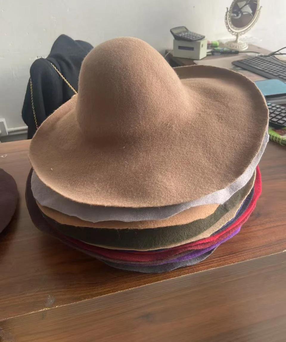 Homme femmes Cloche seau feutre chapeau automne hiver laine feutre large bord capuche chapellerie ar