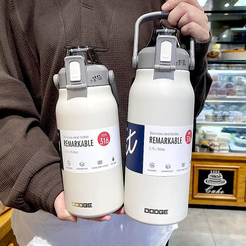 Gobelet Thermo bouteille grande capacité avec paille bouteille d'eau thermique en acier inoxydable t