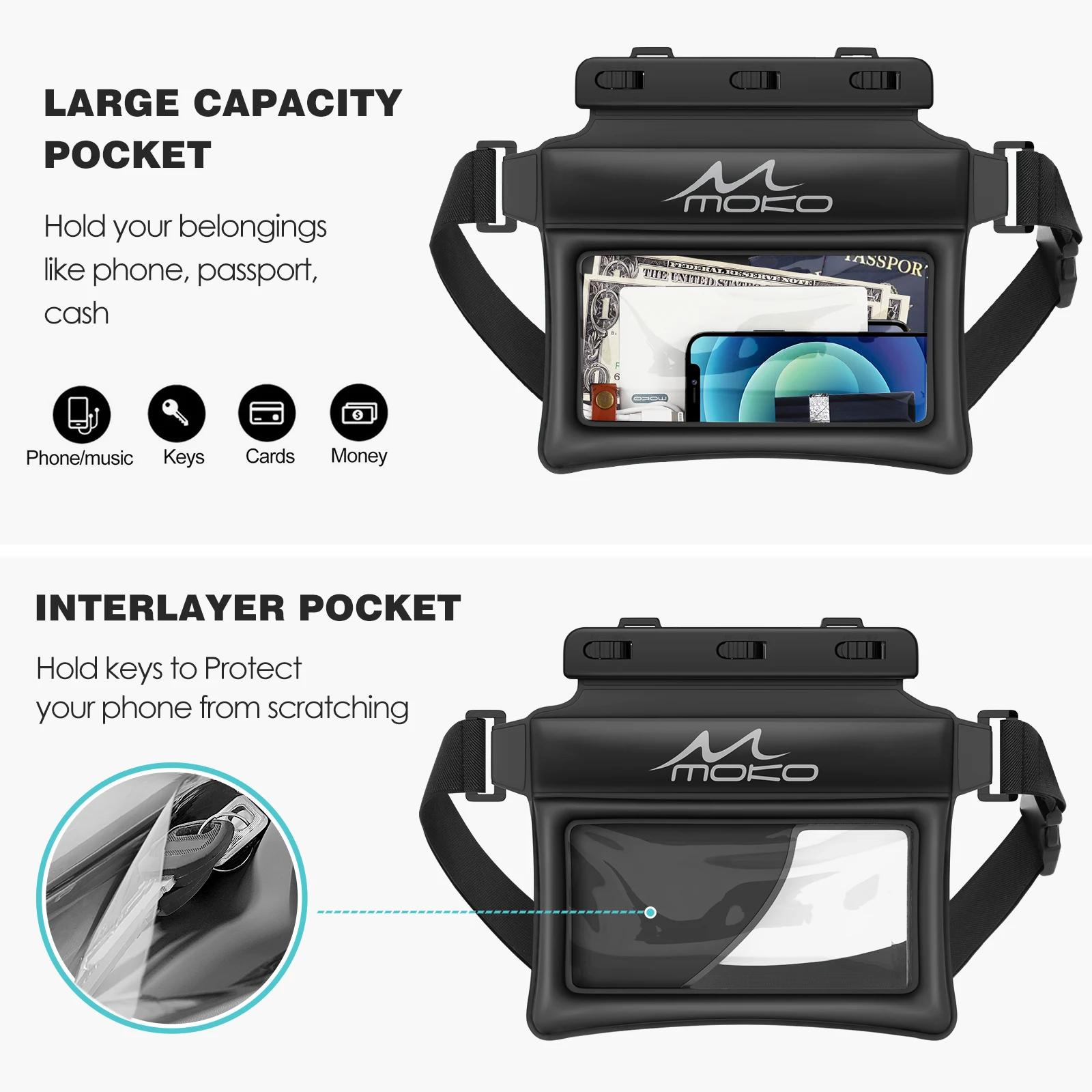 MoKo pochette de téléphone étanche Fanny Pack sac sec flottant pour natation kayak plongée en apnée 