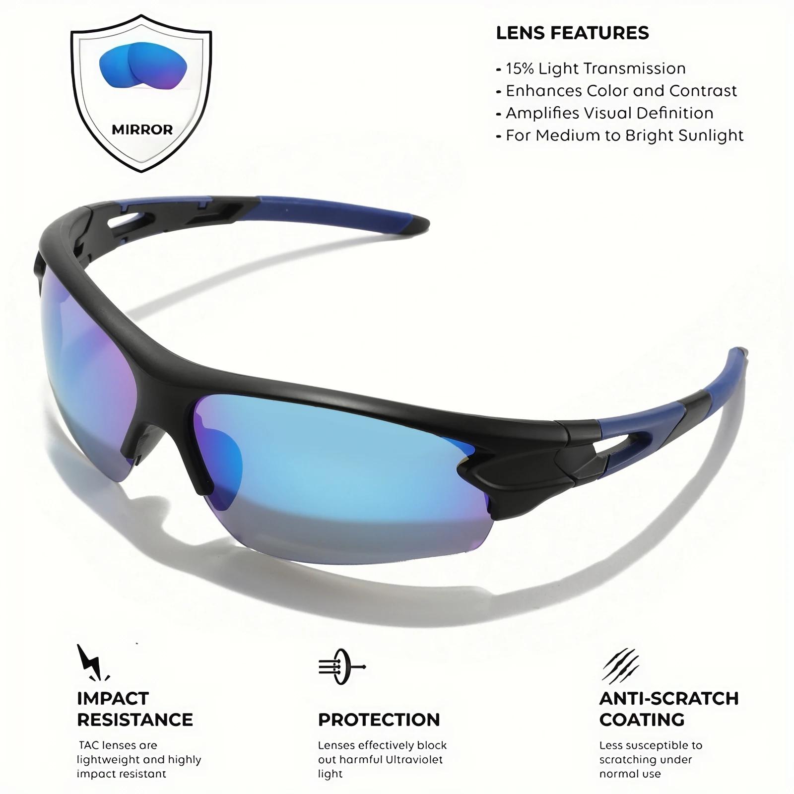 2 pièces nouvelles lunettes de soleil de sport enveloppantes semi-sans monture légères pour le cycli
