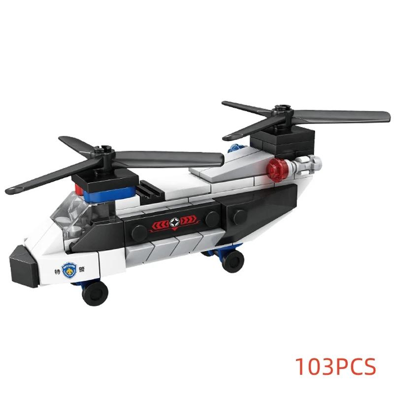 Super Police avion de ville hélicoptère à double Rotor voiture célèbre SWAT blocs de construction br