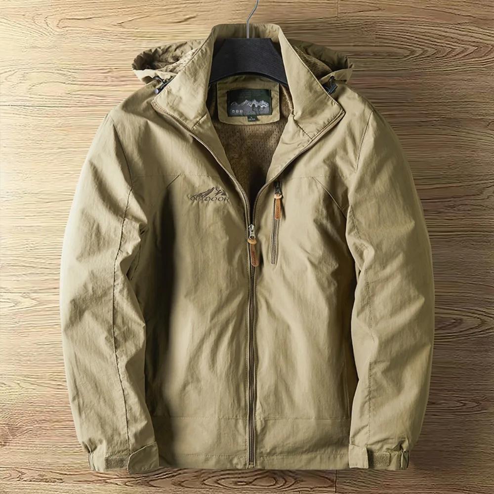 Veste de poinçonnage à Section fine pour hommes, vestes d'extérieur avec chapeau, vêtements de rue à