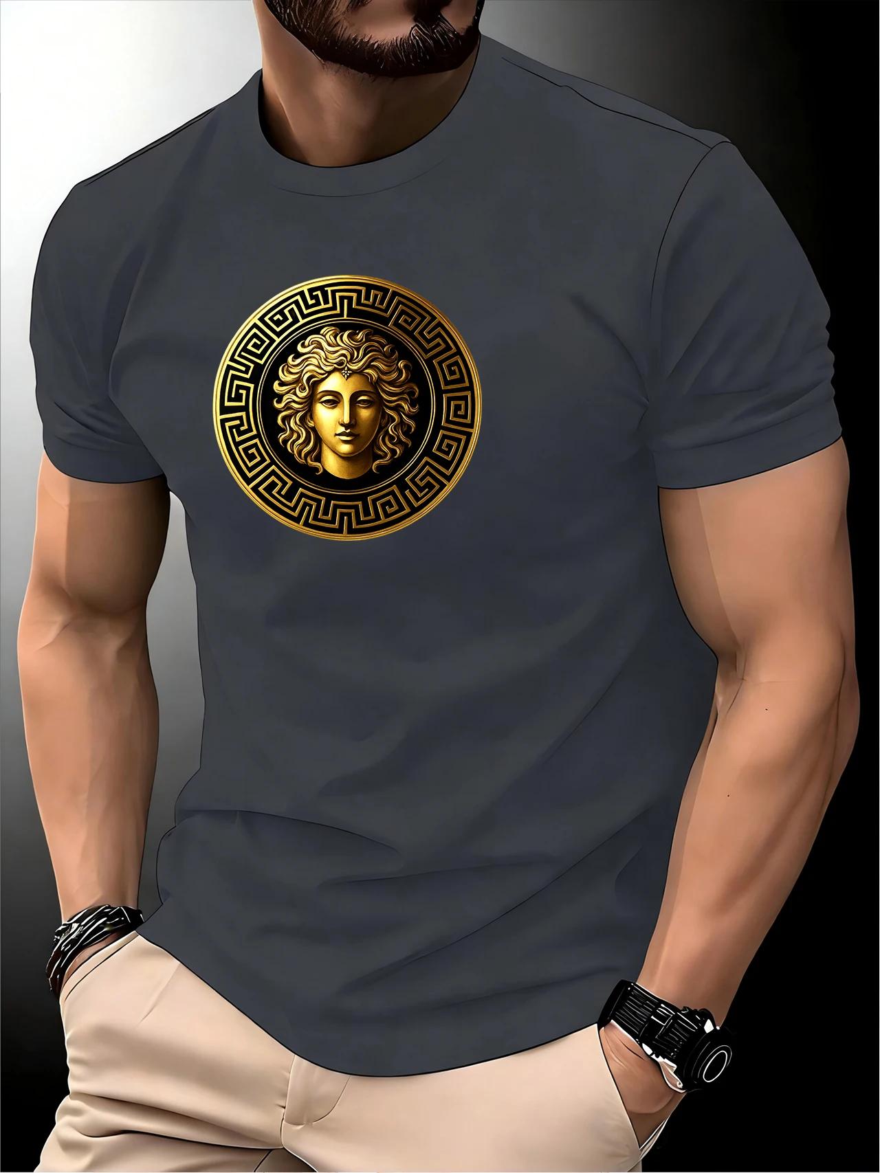 T-shirt de course à col rond pour homme, haut fin, impression artistique, séchage rapide, manches co