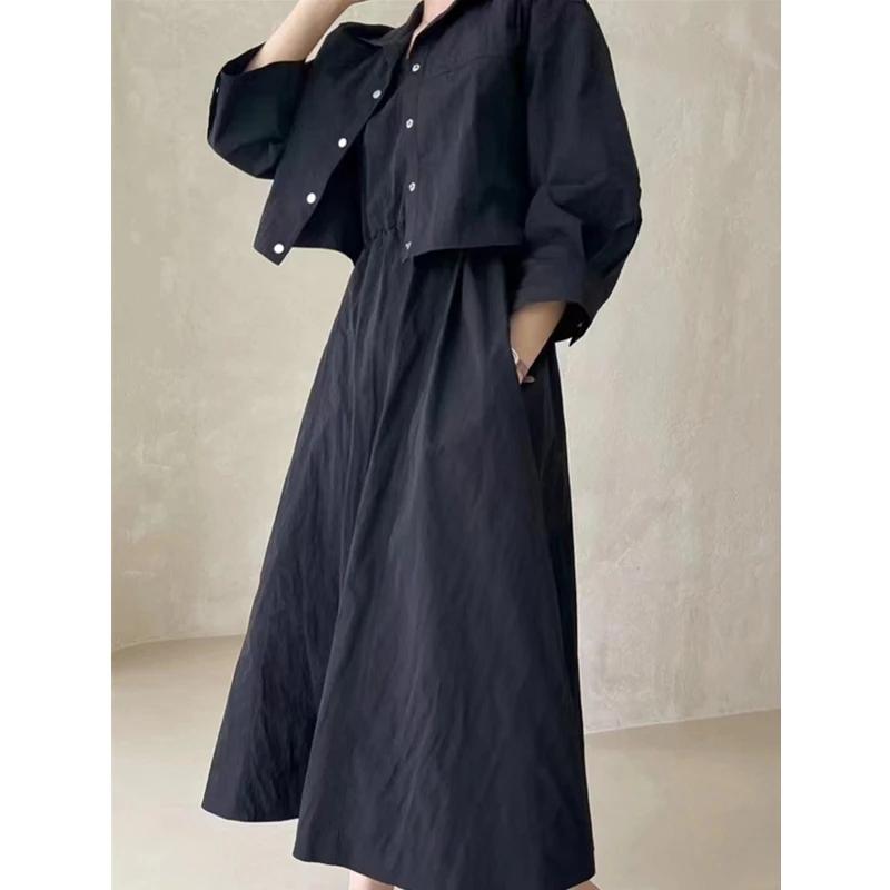REALEFT – robe d'été 2 pièces pour femmes, ensemble veste courte rabattue et robe débardeur décontra