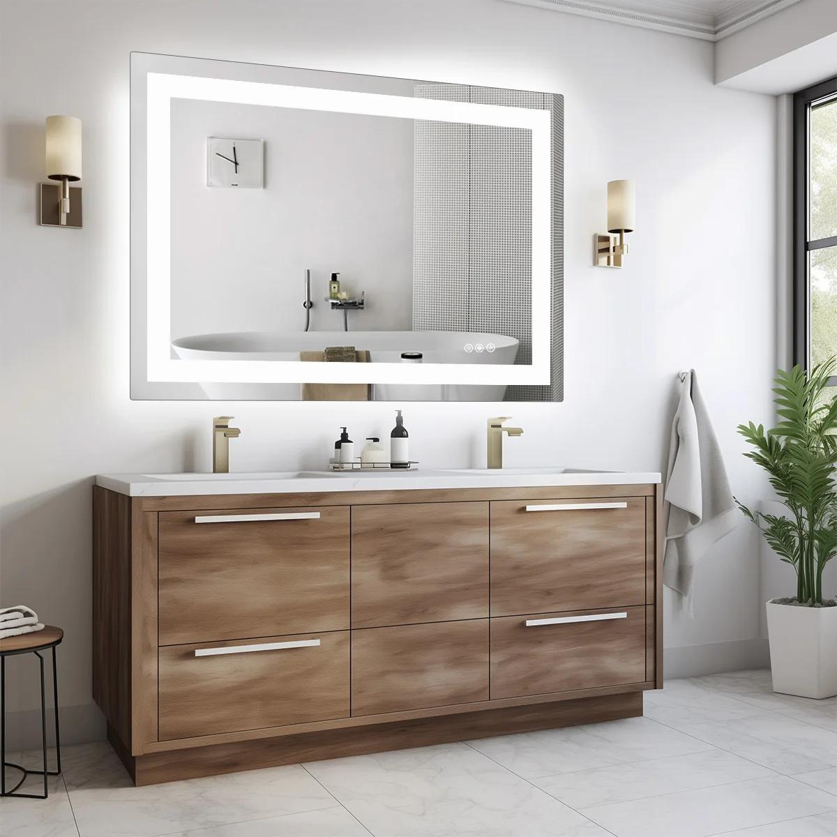 JHK 36 "x 24" miroir de vanité de salle de bain LED pour fonction de mémoire murale verre trempé ave