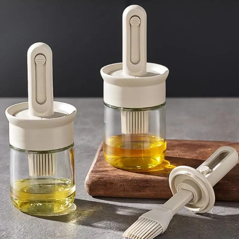 Bouteille distributrice d'huile sans BPA, ensemble de brosses en silicone pour la cuisson, le barbec