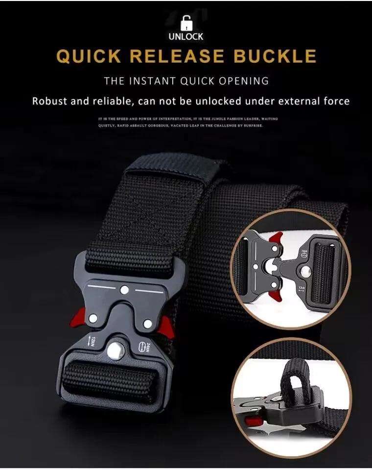 Ceinture tactique 1 pièce pour hommes ; ceinture à boucle à dégagement rapide pour sports de plein a