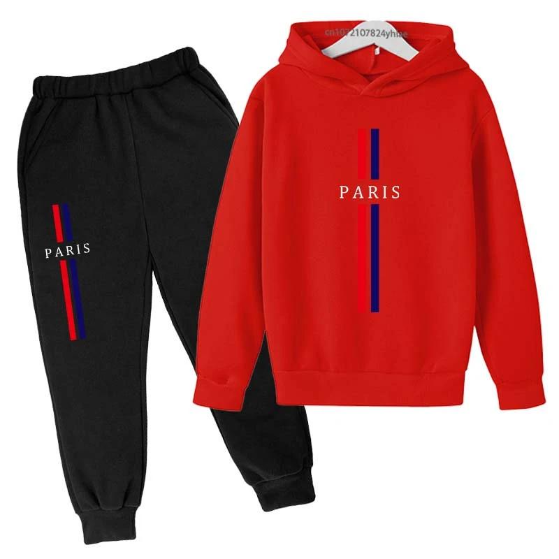 Ensembles de vêtements pour enfants, garçons et filles, 2 pièces, sweat-shirt + pantalon, imprimé Pa