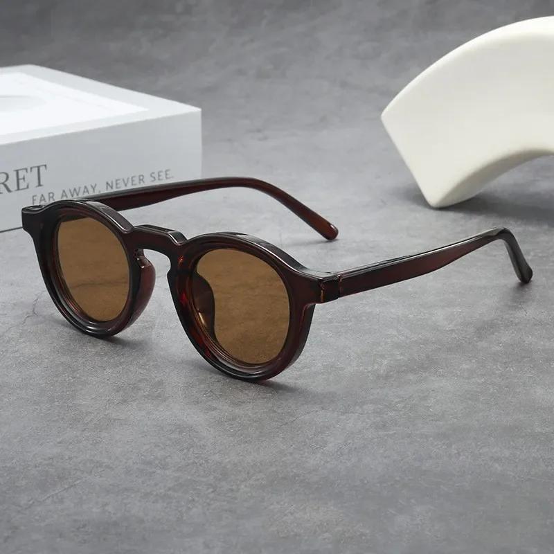 Lunettes de soleil rondes rétro à petite monture, personnalisées, haut de gamme, pour hommes et femm