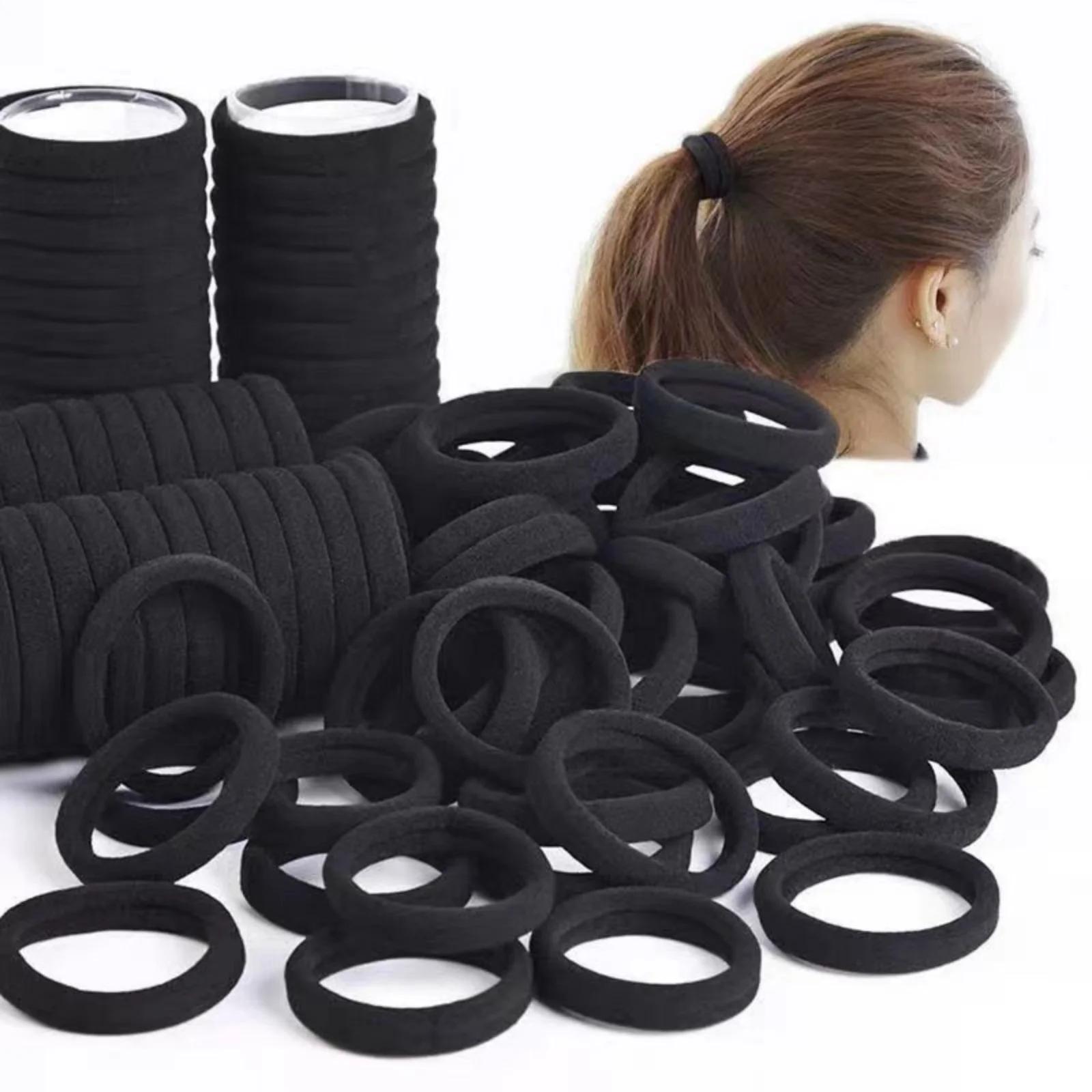 10-100 pièces noir haute élasticité bandeau serviette bandeau 4CM sans couture cheveux corde en cuir