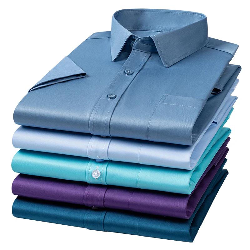 Chemises anti-déformables pour hommes Chemises provoqué à manches courtes pour hommes Slim Fit Camis