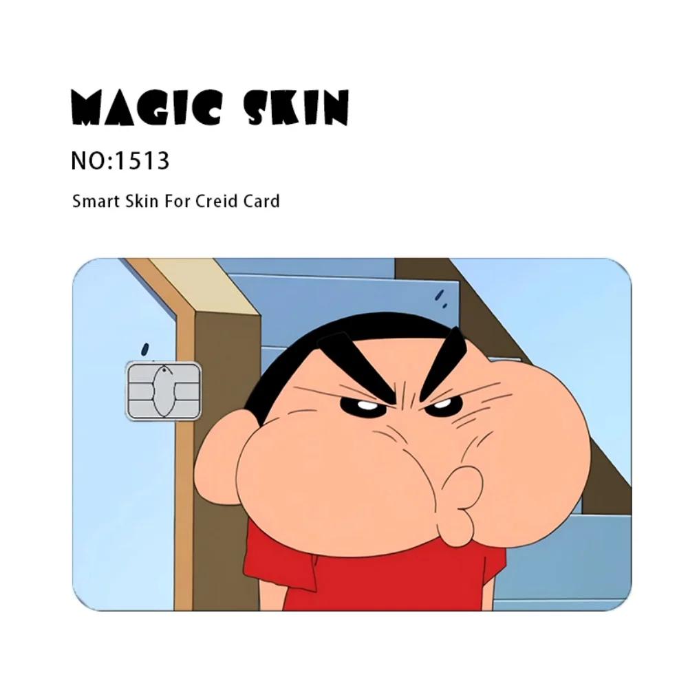 Crayon shin-chan carte de crédit peau mat autocollants pour carte bancaire carte d'identité carte de