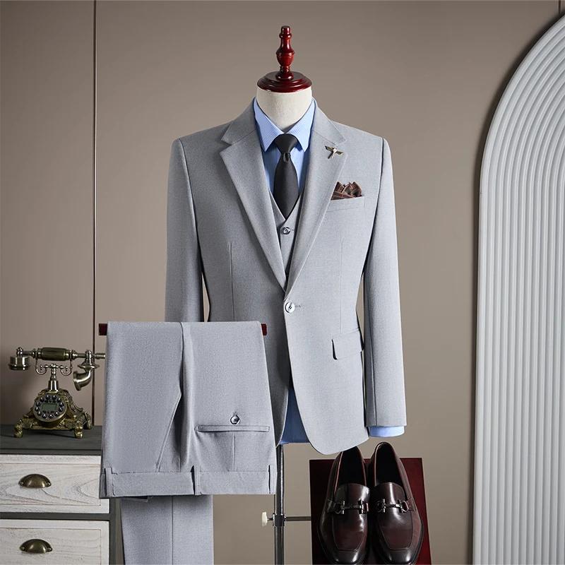 Ensemble de costume de couleur unie pour hommes, de haute qualité, à la mode et élégant, grande tail