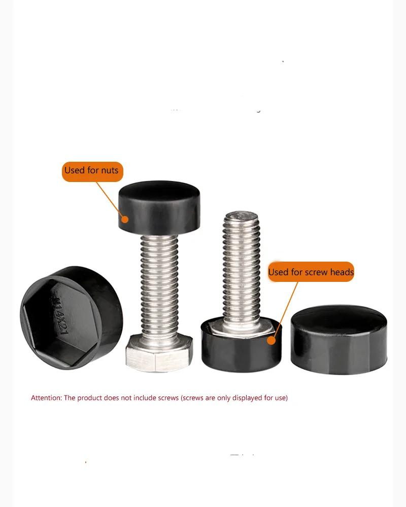 Capuchon de protection en plastique à tête plate, écrou Hexagonal noir/blanc/gris, vis hexagonale ex