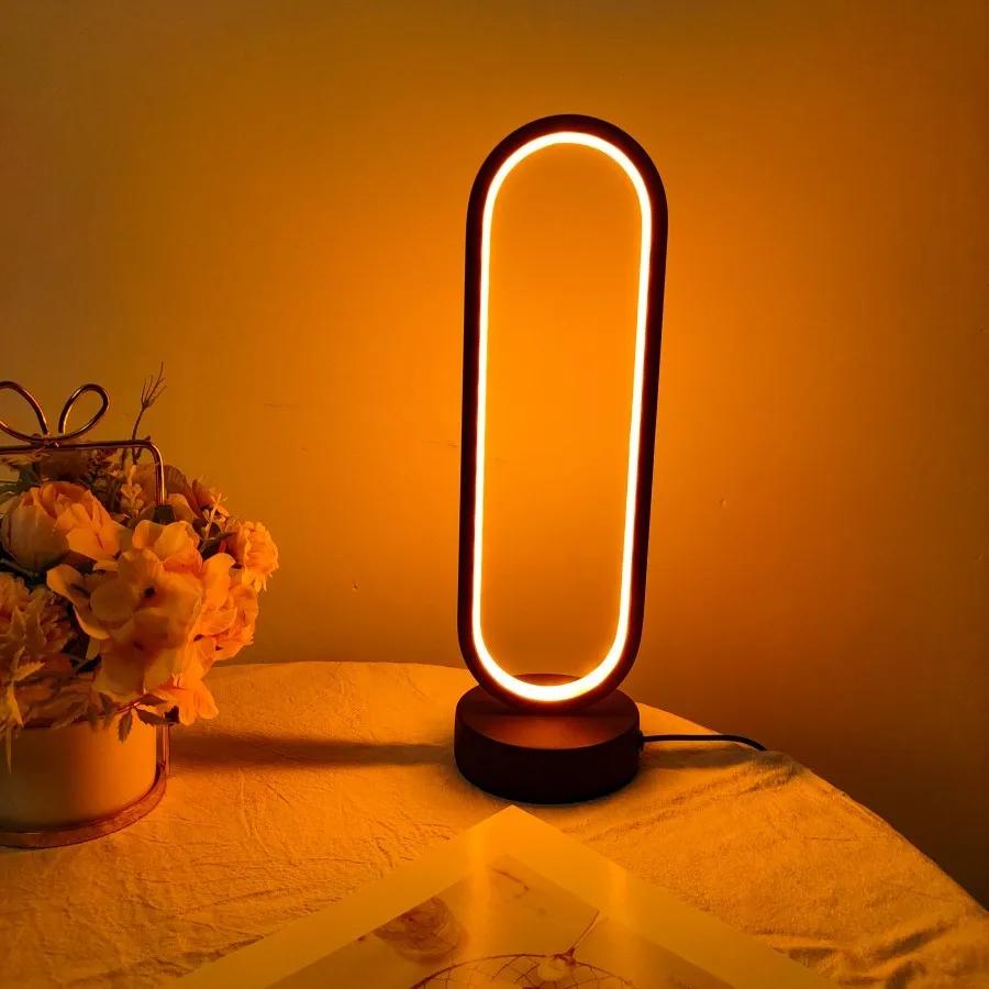 1PC lampe chambre anneau lampe salon trois couleurs gradation lampe de chevet LED veilleuse