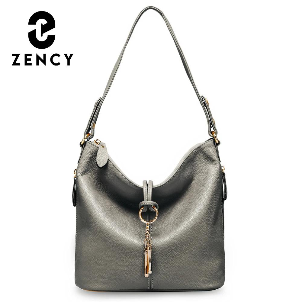 Zency – sac à bandoulière en cuir véritable pour femmes, nouvelle mode, avec pompon en métal, sacoch