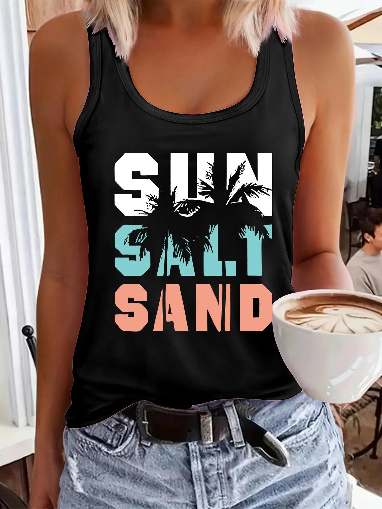 T-shirt d'été sans manches pour femmes, ample et personnalisé, attrape-rêves, maille imprimée, haut,