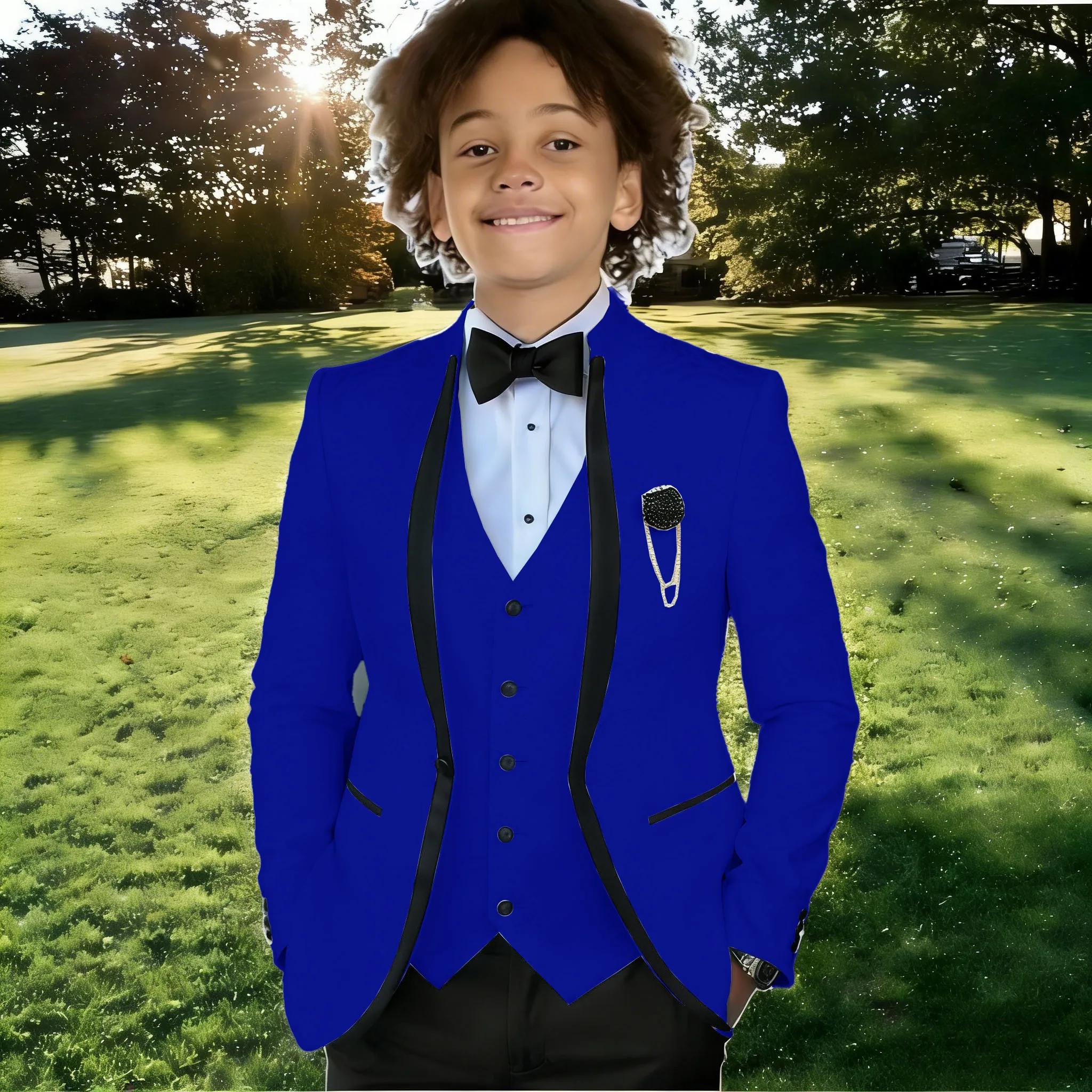 Costume Jacquard Blanc pour Garçon, Tenue de Cérémonie pour Mariage, Smoking à Col Montant, Vêtement