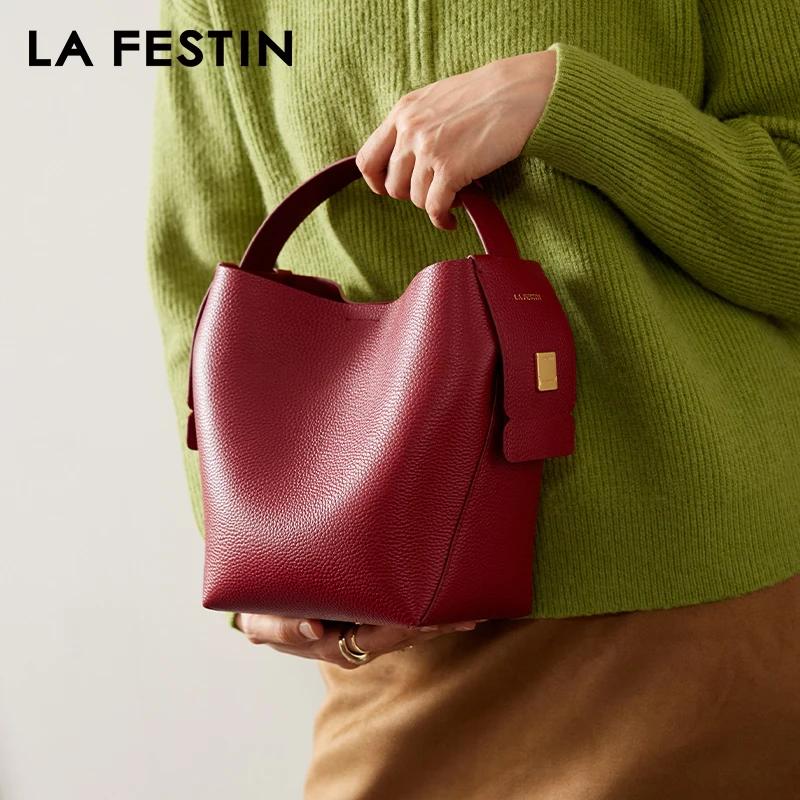 LA FESTIN marque originale en cuir véritable dames sac à main épaule sac à bandoulière Portable sac 