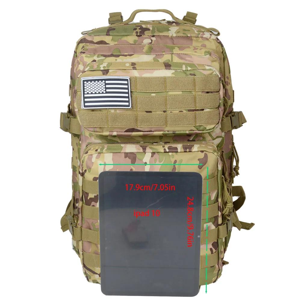 Sac à dos tactique de randonnée, de sport et de camping camouflage, grande capacité 50 litres 900D, 