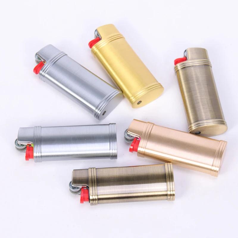 Étui métallique série Dolphin, coque en cuir recouverte pour petit briquet BIC français j5 J25
