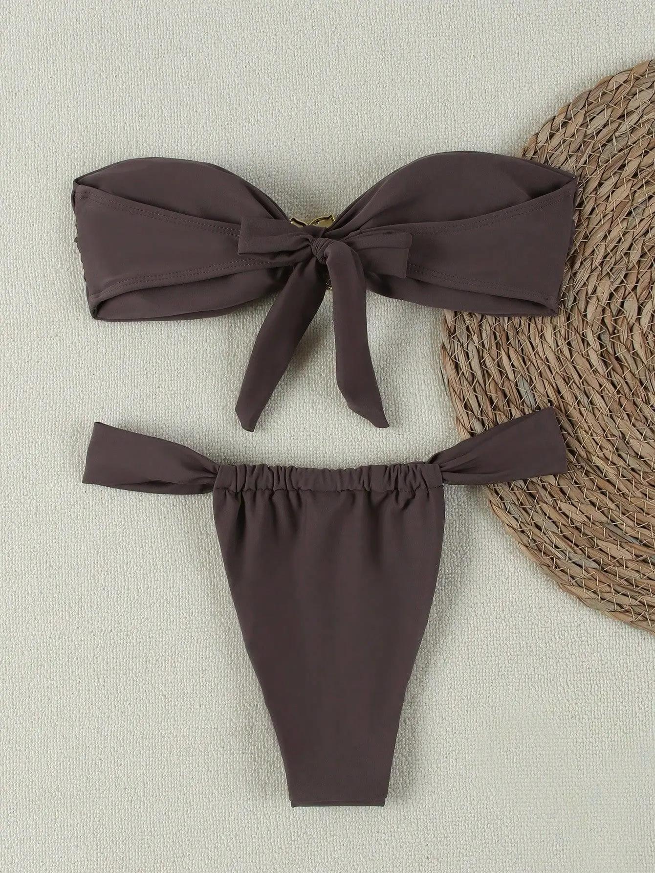 Ensemble bikini bandeau push-up sexy 2026 - Maillot de bain brésilien string pour femme