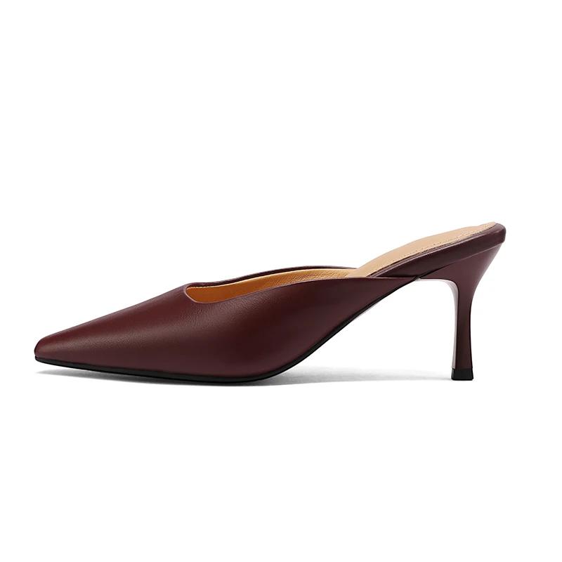 SmallHut 2026 – Nouveauté Été – Mules en Cuir Véritable pour Femme – Sexy, Noires, Abricot, Bordeaux